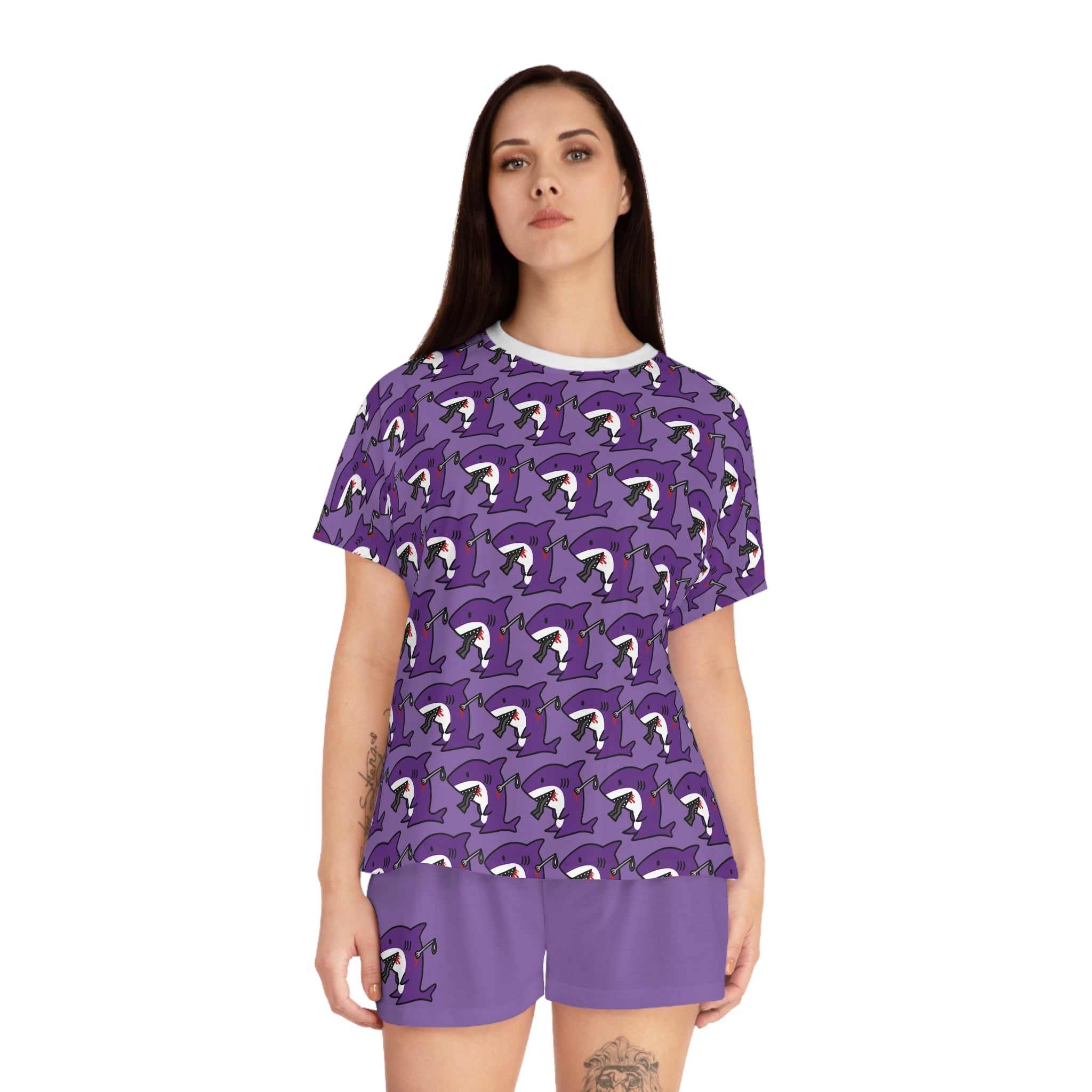Slit Gill Purple Pajama Set